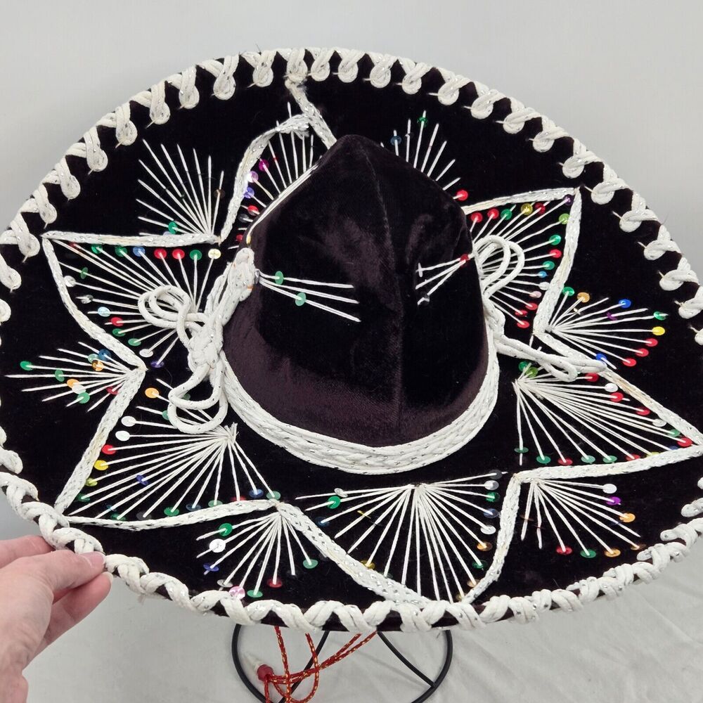 Youth Black Velvet Pigalle Sombrero xxxxx Sequines Embroidery‎